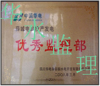 薛城电站工程2008年3月薛城电站投产发电被评为优秀监理部